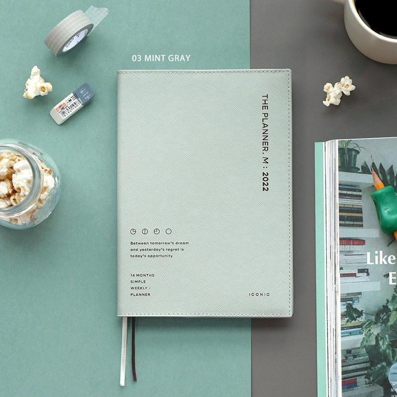 03 Mint Gray - ICONIC 2022 Simple Medium Dated Weekly Diary Planner 03 Mint Gray - ICONIC 2022 Simple Medium Dated Weekly Diary Planner