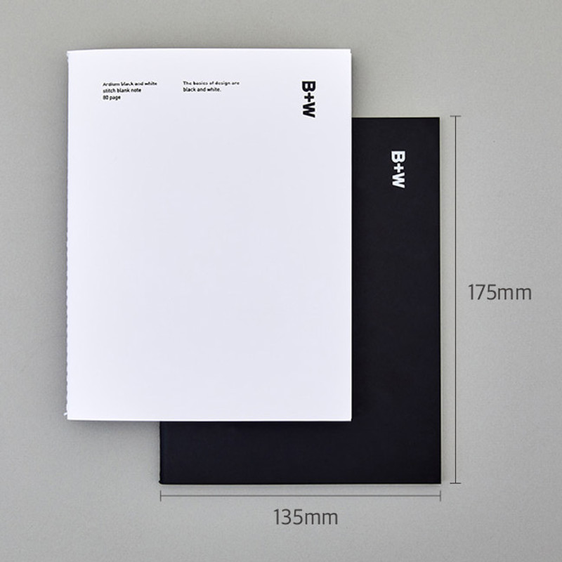 Size - Ardium B+W Stitch 80 pages Blank Notebook Size - Ardium B+W Stitch 80 pages Blank Notebook