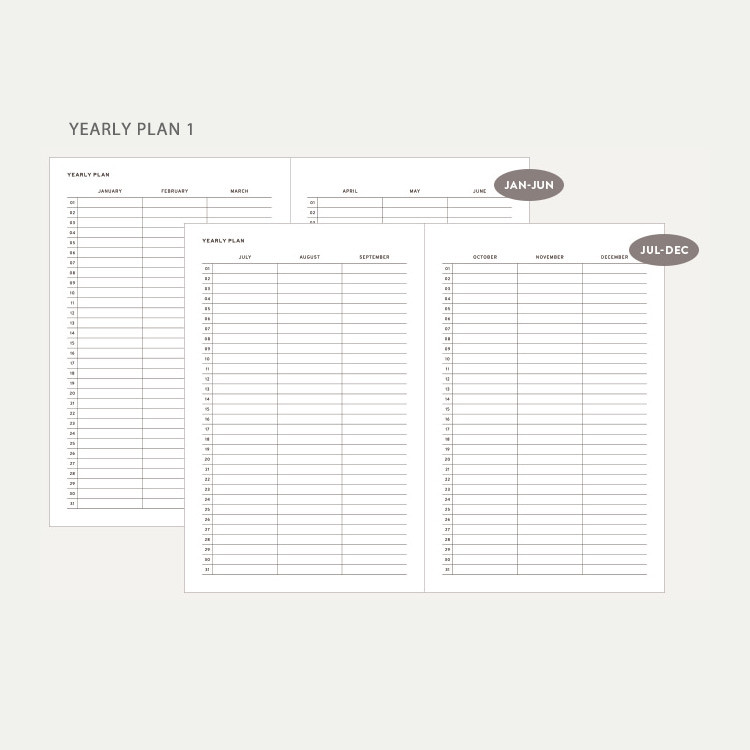 Yearly plan 1 - Dash And Dot Mild Dateless Weekly Diary Planner