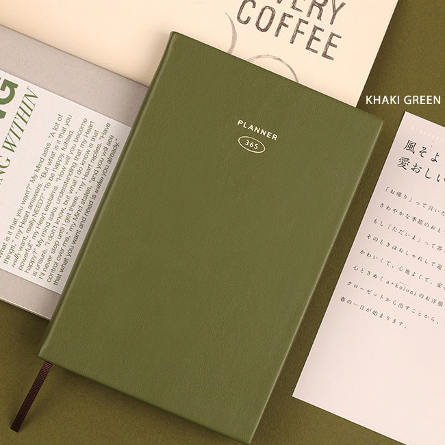 Khaki Green - Dash And Dot Mild Dateless Weekly Diary Planner