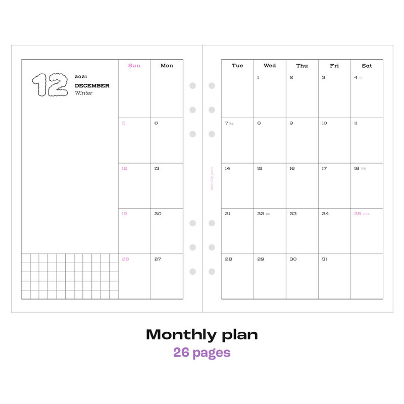 Monthly plan -  ICONIC 2022 My Vibe 6-ring Dated Weekly Diary Planner