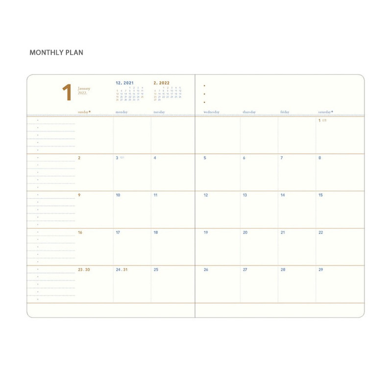 Monthly plan - Byfulldesign 2022 Notable memory slim B6 dated weekly planner