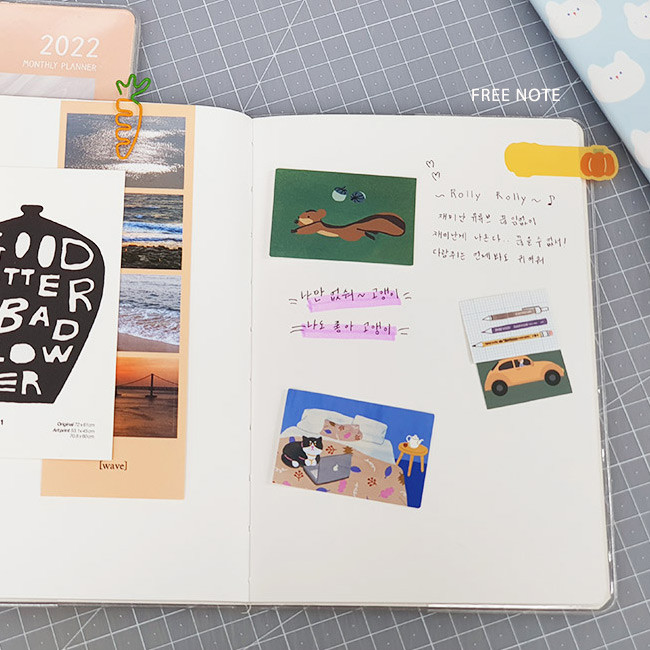 Free note - O-check 2022 Happy Day B6 Dated Monthly Diary Planner
