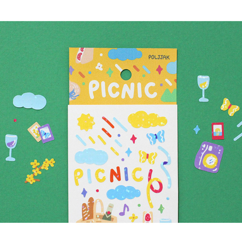 Appree Picnic Scene Glitter Removable Sticker