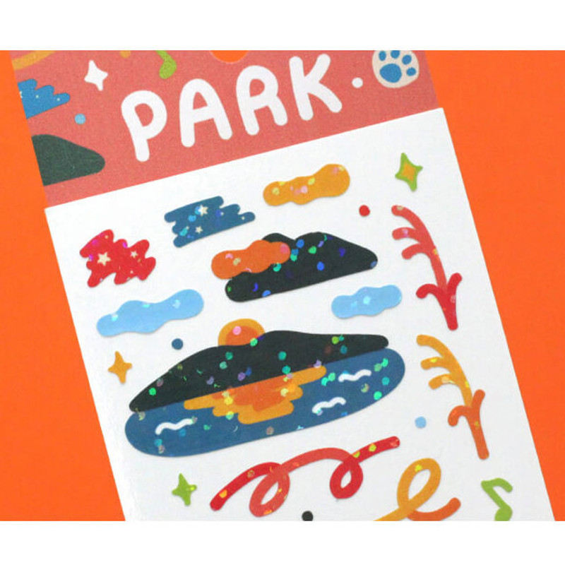 Glitter sticker - Appree Park Scene Glitter Removable Sticker