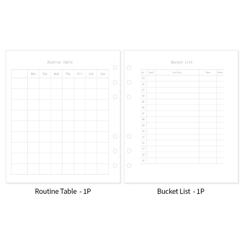 Routine table and bucket list - 2NUL Editor's Pick A6 wide 6-ring Dateless Weekly Diary