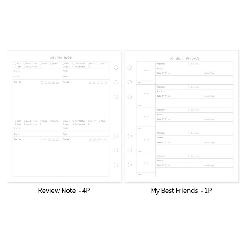 Review note and my best friends -  2NUL Editor's Pick A6 wide 6-ring Dateless Weekly Diary