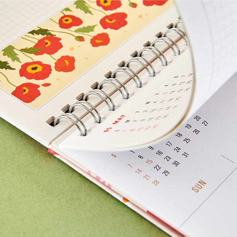 Wire binding - Ardium 2022 Flowery Monthly Desk Calendar Wire binding - Ardium 2022 Flowery Monthly Desk Calendar