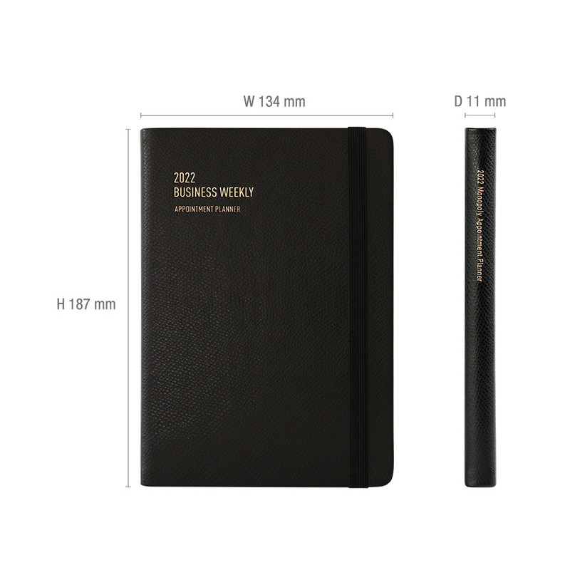 Size - Monopoly 2022 Appointment B6 Business Dated Weekly Planner