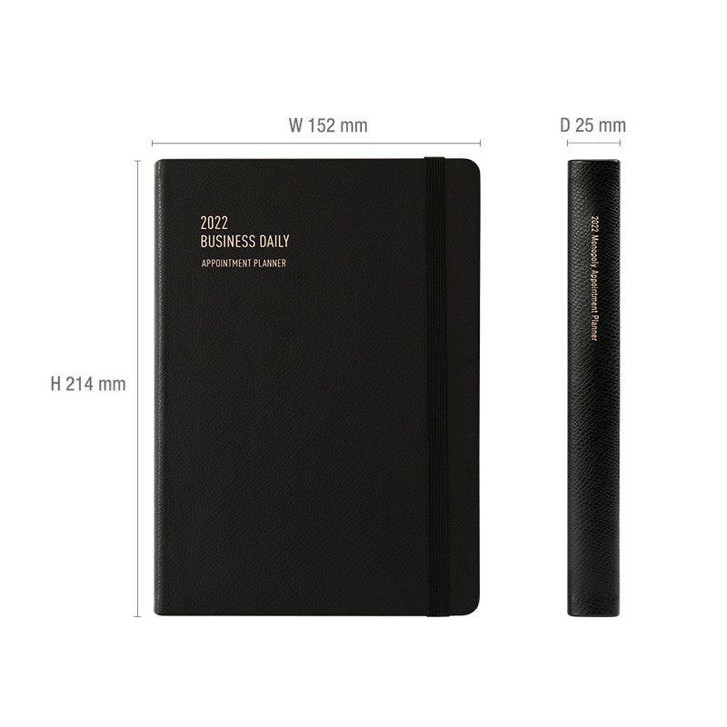 Size - Monopoly 2022 Appointment A5 Business Dated Daily Planner