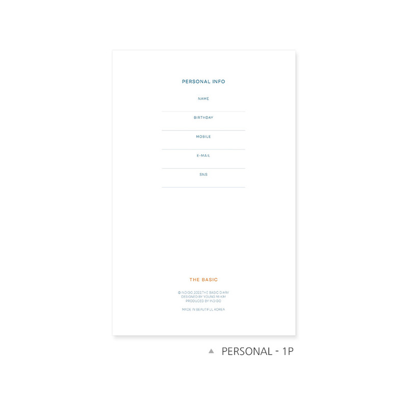 Personal data - Indigo 2022 The Basic A5 Dated Weekly Diary Planner