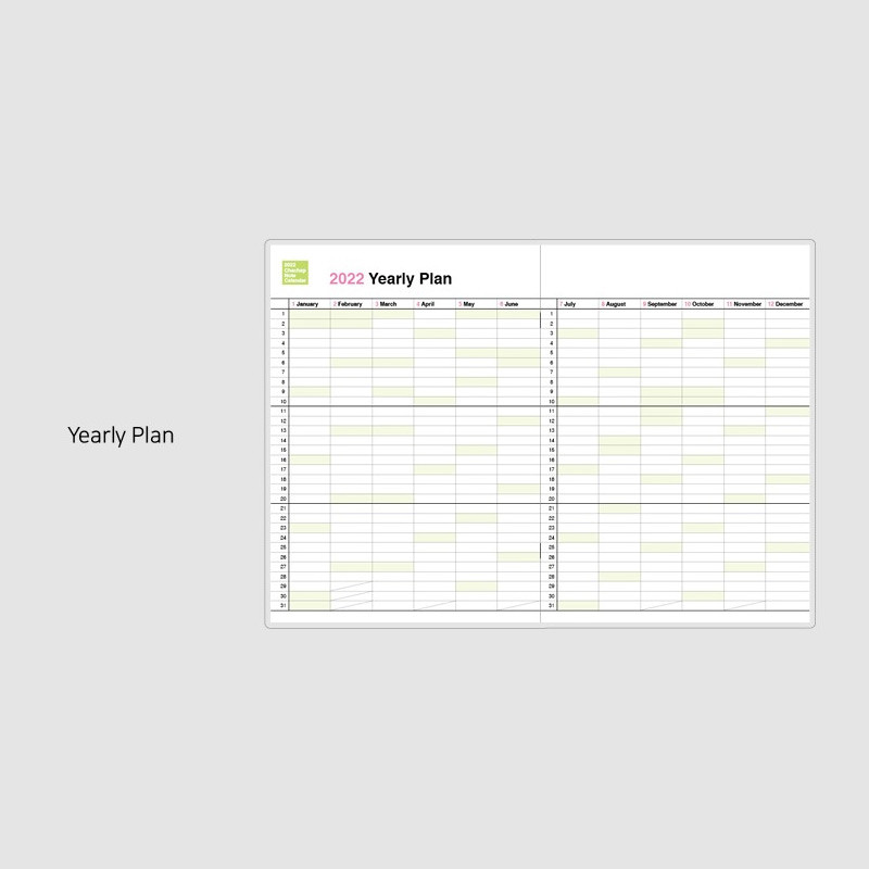Yearly plan - Chachap 2022 Simple Note Dated Monthly Planner