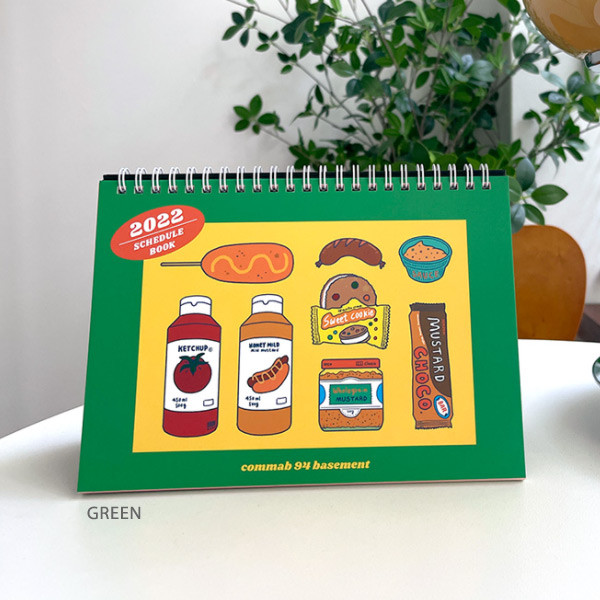 Green - Design Comma-B 2022 Standing A5 Dated Monthly Desk Planner