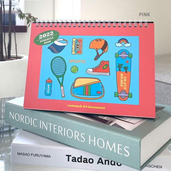 Pink - Design Comma-B 2022 Standing A5 Dated Monthly Desk Planner