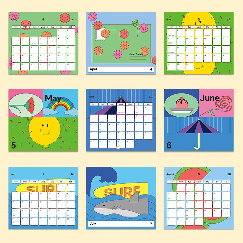 Calendar pages - Dash And Dot 2022 Young Monthly Desk Standing Calendar