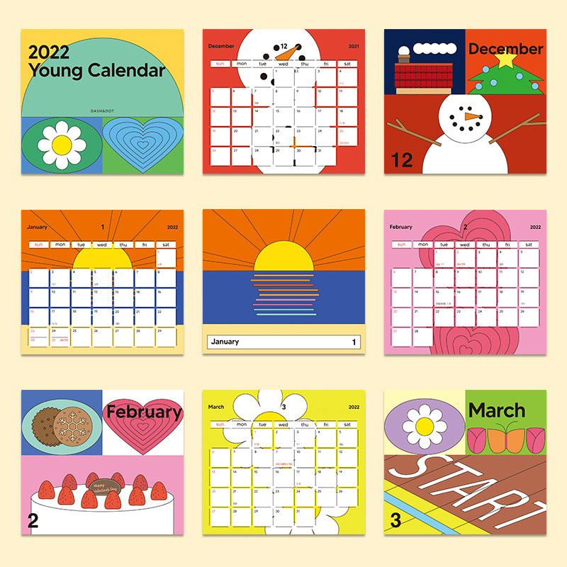 Calendar pages - Dash And Dot 2022 Young Monthly Desk Standing Calendar