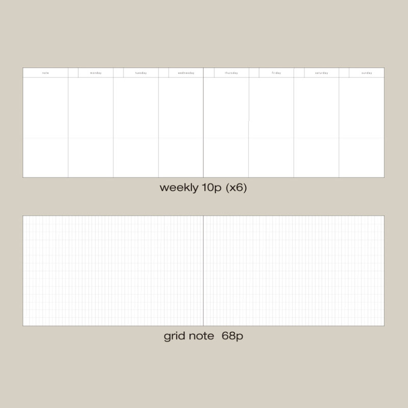 Weekly plan and grid note - After The Rain Post Sequence 6 Months Dateless Weekly Diary