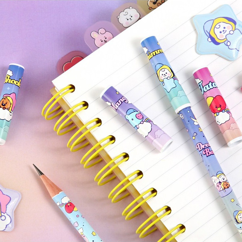 Usage example - BT21 Dream Baby 7 Pencil Cap Set Usage example - BT21 Dream Baby 7 Pencil Cap Set