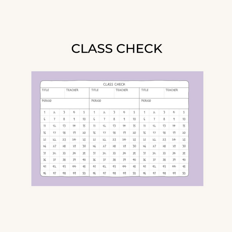 Class check - Dailylike My Buddy 6 Months Dateless Weekly Study Planner Class check - Dailylike My Buddy 6 Months Dateless Weekly Study Planner