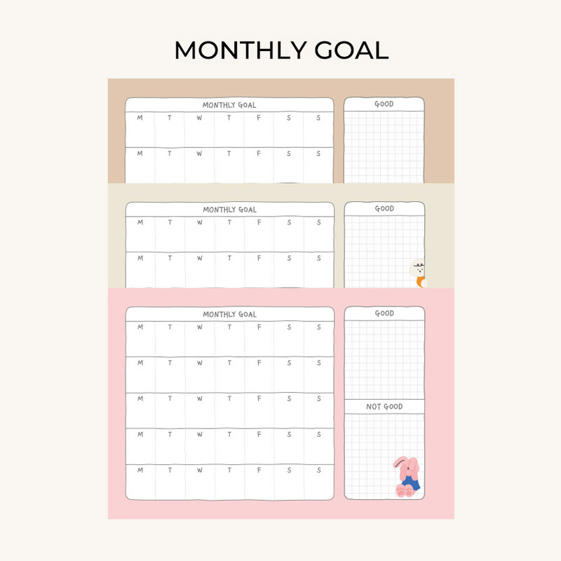Monthly goal - Dailylike My Buddy 6 Months Dateless Weekly Study Planner Monthly goal - Dailylike My Buddy 6 Months Dateless Weekly Study Planner