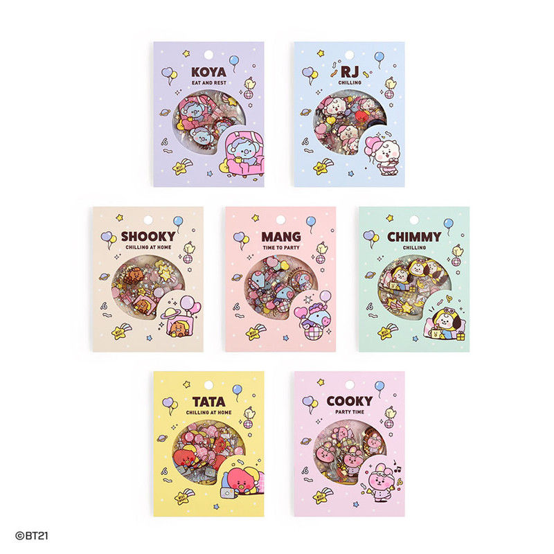 BT21 Party Baby Clear Sticker Flake Pack BT21 Party Baby Clear Sticker Flake Pack