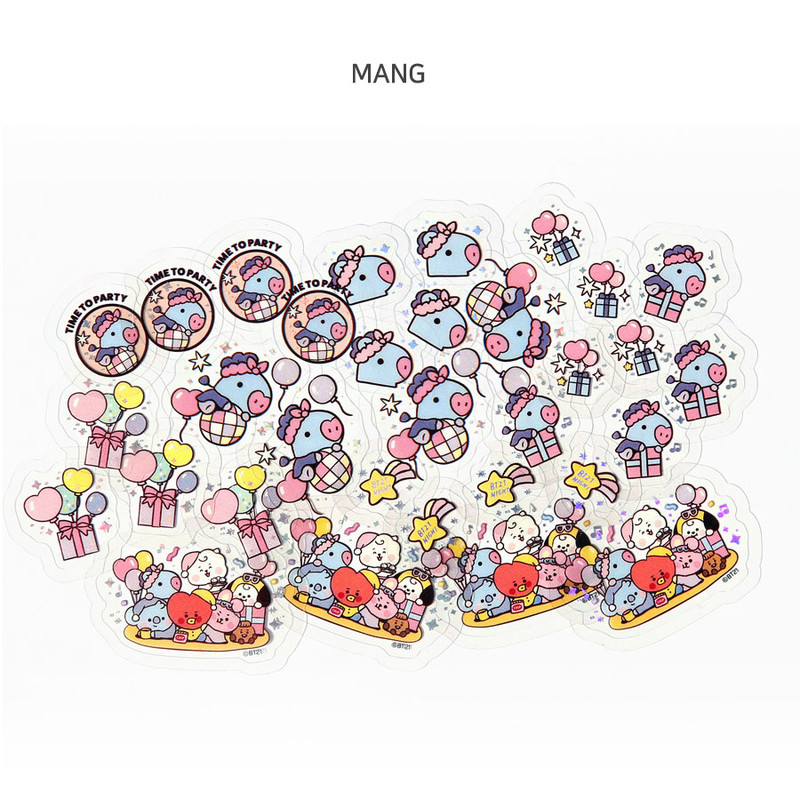 MANG - BT21 Party Baby Clear Sticker Flake Pack MANG - BT21 Party Baby Clear Sticker Flake Pack