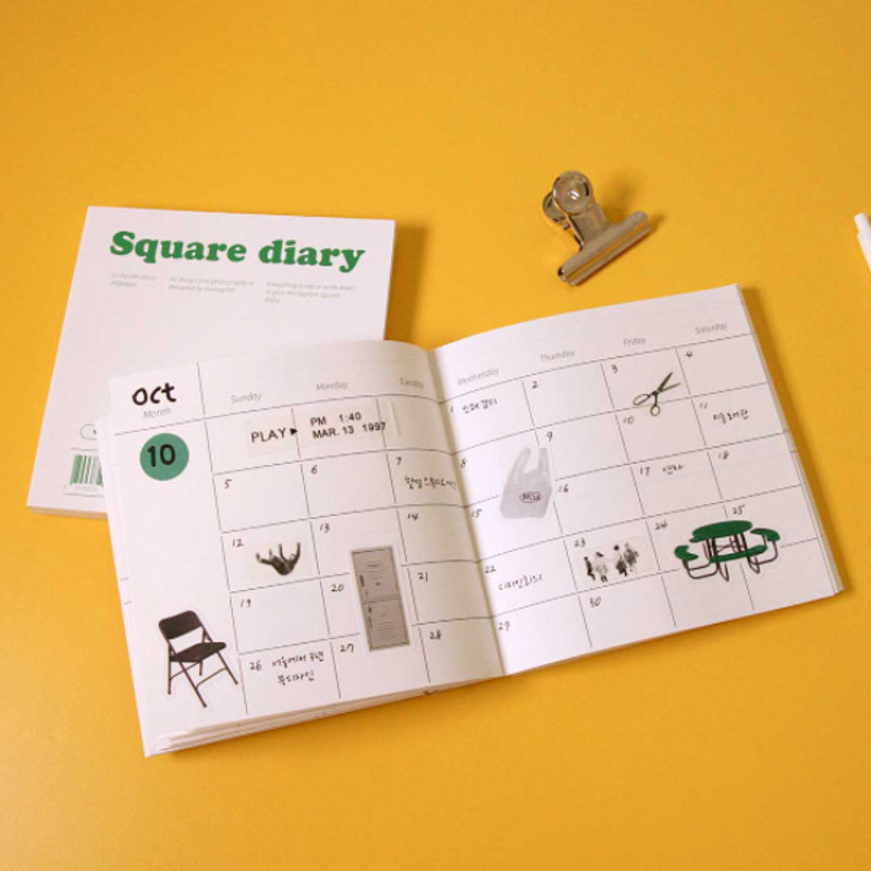 Monthly plan - DESIGN GOMGOM Monogram Square Dateless Weekly Diary Journal Monthly plan - DESIGN GOMGOM Monogram Square Dateless Weekly Diary Journal