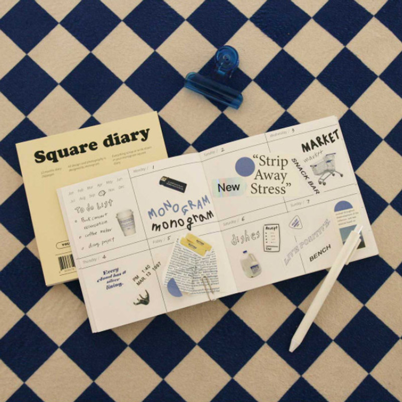 Weekly plan - DESIGN GOMGOM Monogram Square Dateless Weekly Diary Journal Weekly plan - DESIGN GOMGOM Monogram Square Dateless Weekly Diary Journal