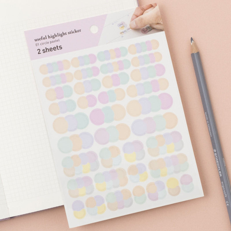 Circle pastel - Byfulldesign Useful Highlight Deco Sticker Set Circle pastel - Byfulldesign Useful Highlight Deco Sticker Set