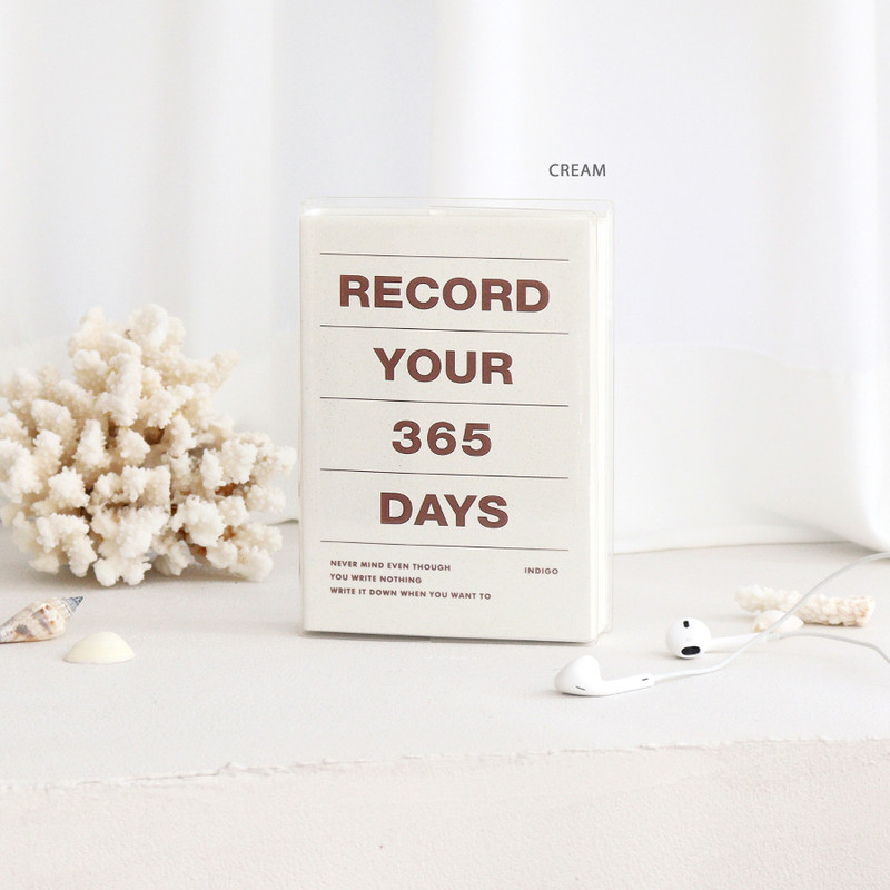 Cream - Indigo Record Your 365 Day Dateless Daily Diary Journal