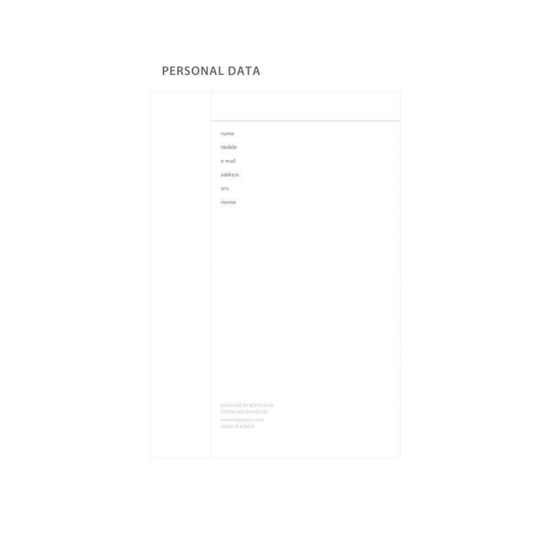 Personal data - Indigo A Step 6 Months Dateless Weekly Diary Journal