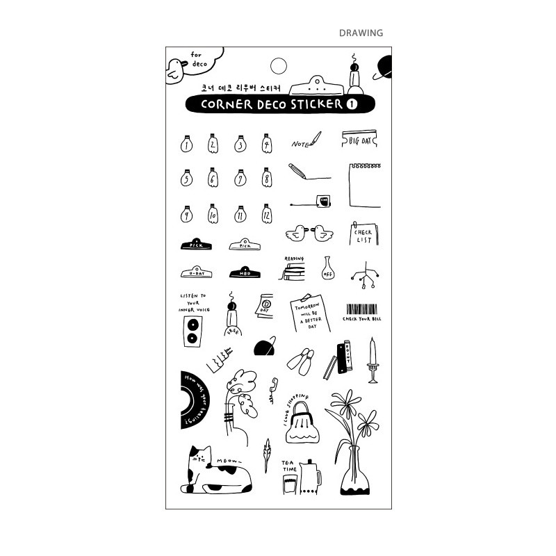 Drawing - Indigo Corner Deco Clear Removable Sticker