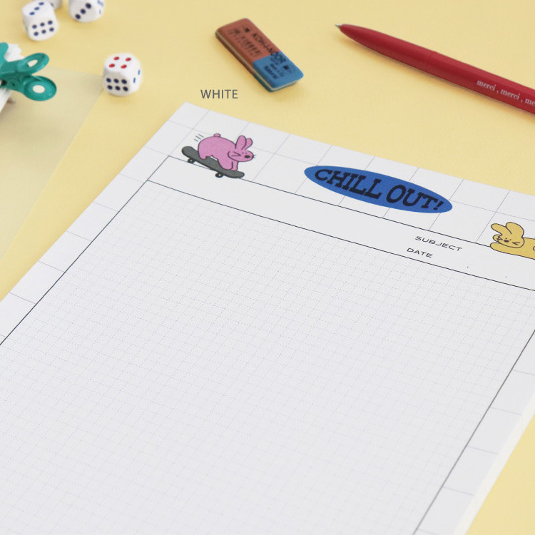 White - ICONIC Bunny B5 Writing Grid Notepad