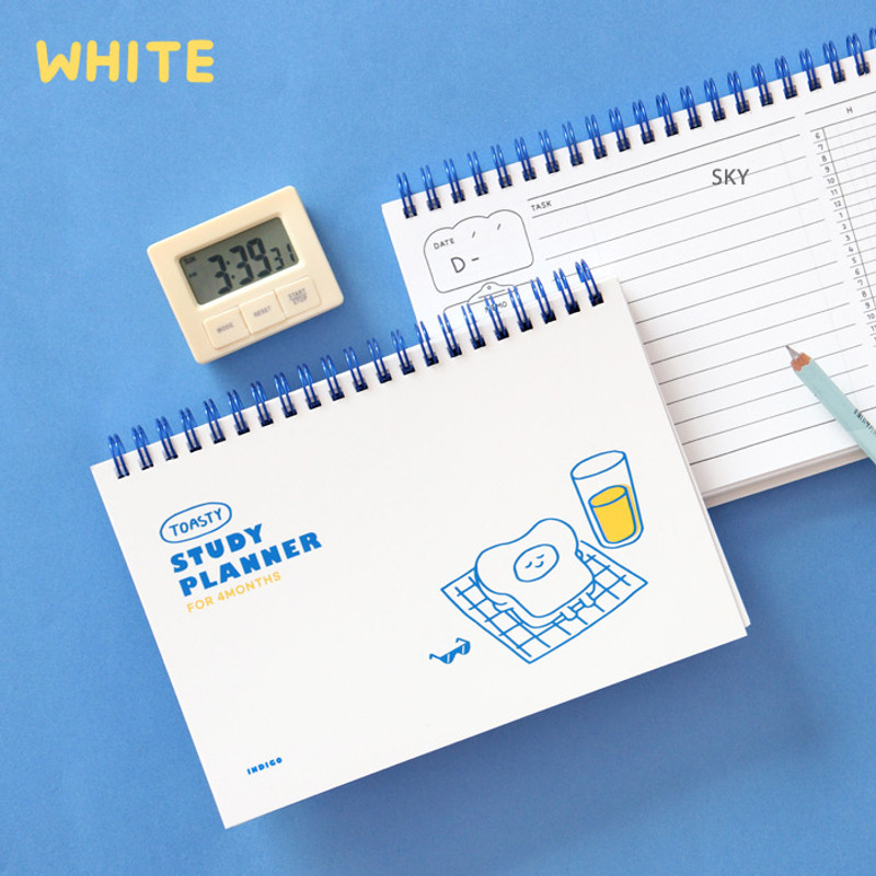 white - Daily plan - Indigo Toasty 4 months Dateless Study Planner white - Daily plan - Indigo Toasty 4 months Dateless Study Planner