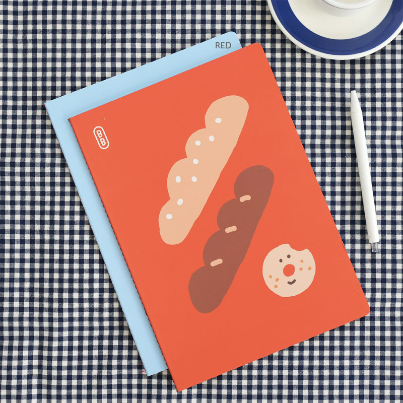 Red - ROMANE Brunch Brother Large Lined Notebook