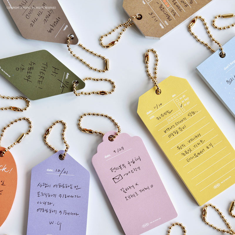 Play Obje Classy Label Sticky Notepad with Ball Chain Play Obje Classy Label Sticky Notepad with Ball Chain