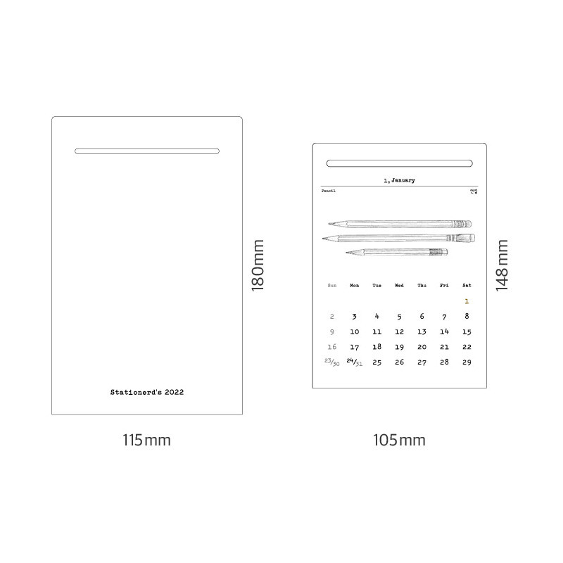 Size - SOSOMOONGOO Stationerd's 2022 Monthly Calendar Pack