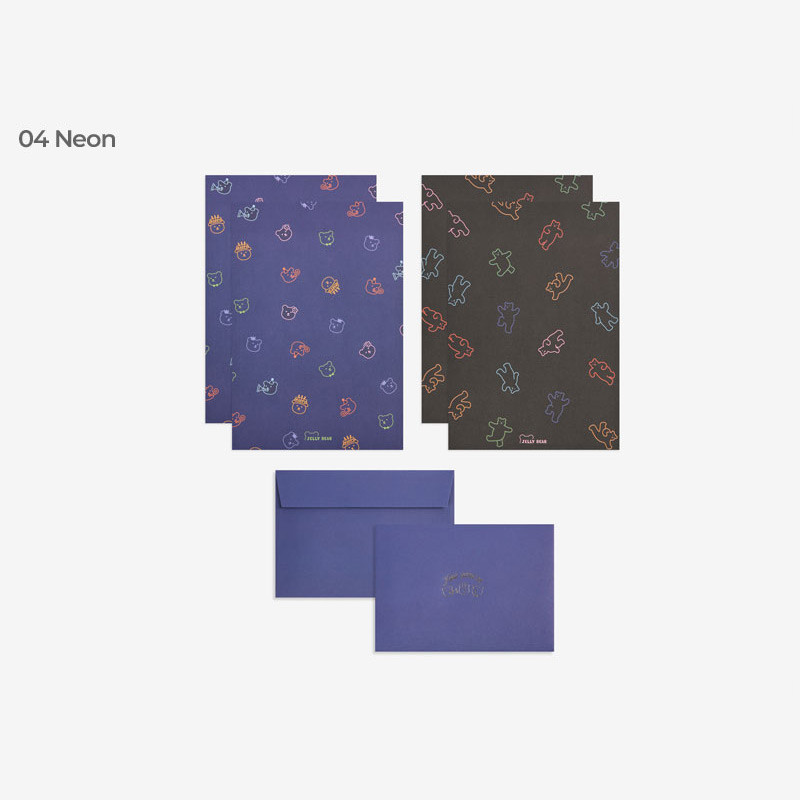 Neon - Dailylike Jelly Bear Daily Letter and Envelope Set 01-04 Neon - Dailylike Jelly Bear Daily Letter and Envelope Set 01-04