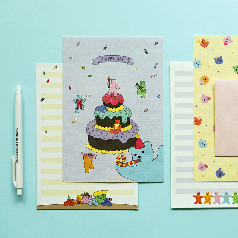 Party - Dailylike Jelly Bear Daily Letter and Envelope Set 01-04 Party - Dailylike Jelly Bear Daily Letter and Envelope Set 01-04