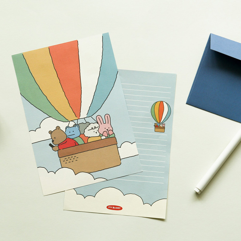 Hot air Balloon - Dailylike My Buddy Daily Letter and Envelope Set 01-04 Hot air Balloon - Dailylike My Buddy Daily Letter and Envelope Set 01-04