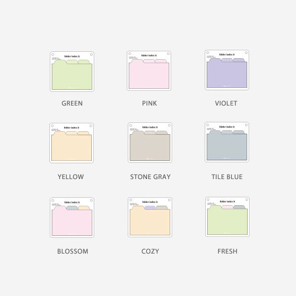Color - Play Obje Medium Folder Index Sticky Notepad Bookmark Set