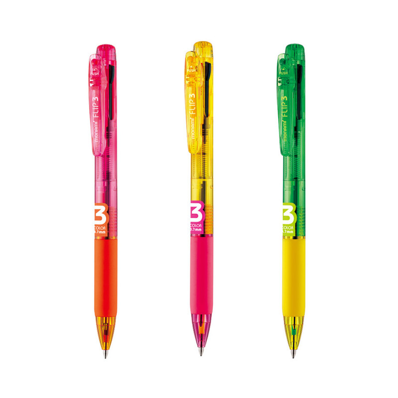MONAMI Flip 3 Neon and Black Ballpoint Multi Pen MONAMI Flip 3 Neon and Black Ballpoint Multi Pen
