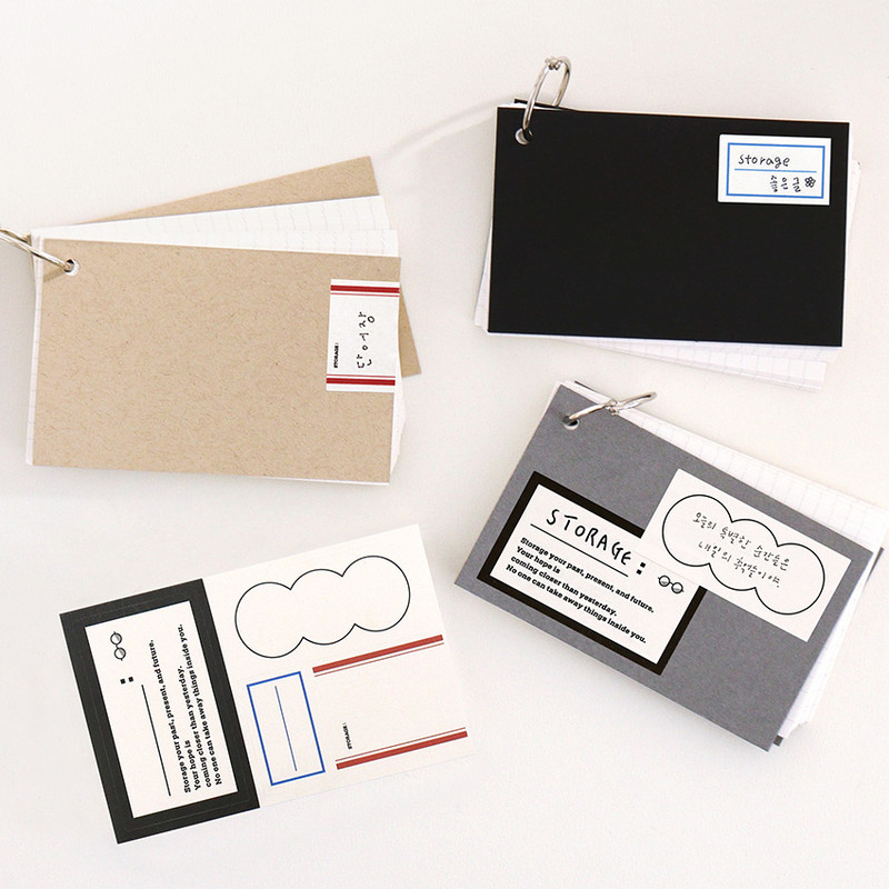 Indigo Storage Grid Flashcards Notepad With a Metal Ring