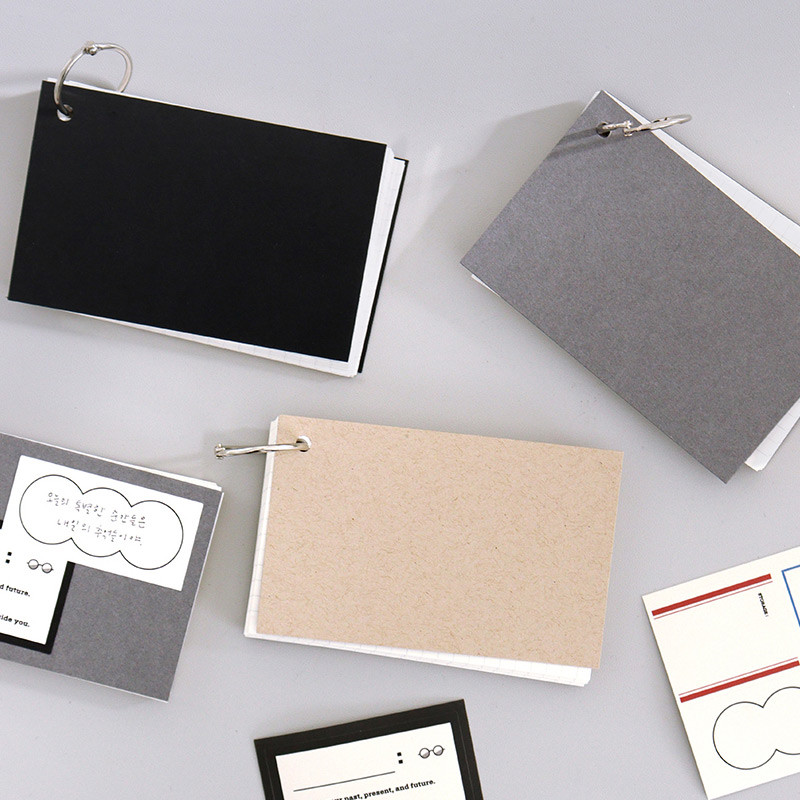 Indigo Storage Grid Flashcards Notepad With a Metal Ring