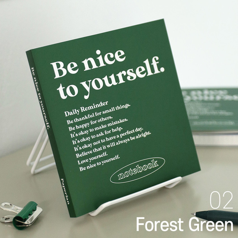Forest Green - Paperian Be Nice To Yourself Grid and Blank Notebook Forest Green - Paperian Be Nice To Yourself Grid and Blank Notebook