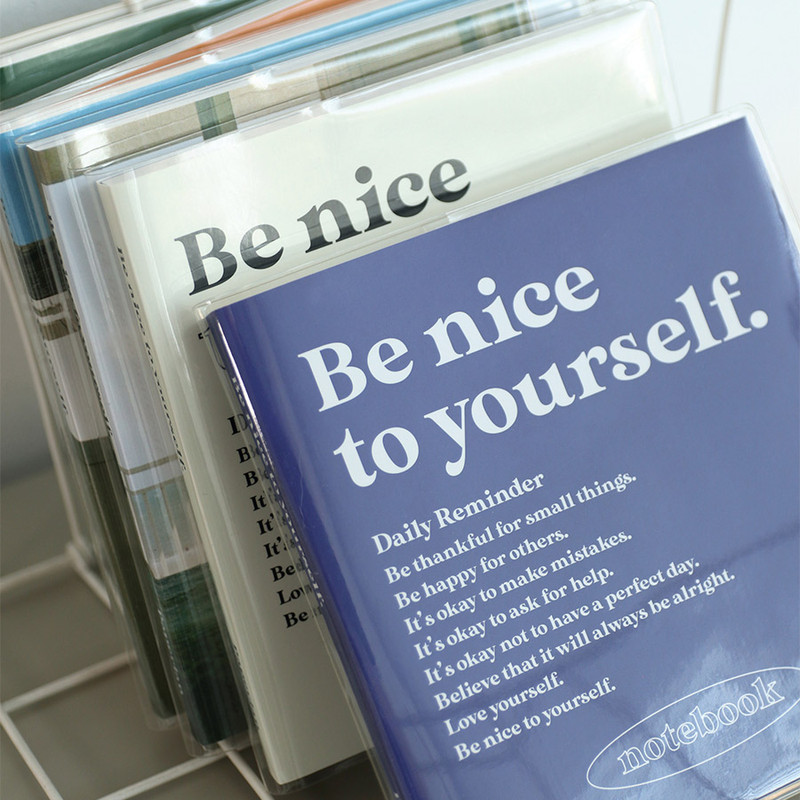 PVC cover - Paperian Be Nice To Yourself Grid and Blank Notebook PVC cover - Paperian Be Nice To Yourself Grid and Blank Notebook