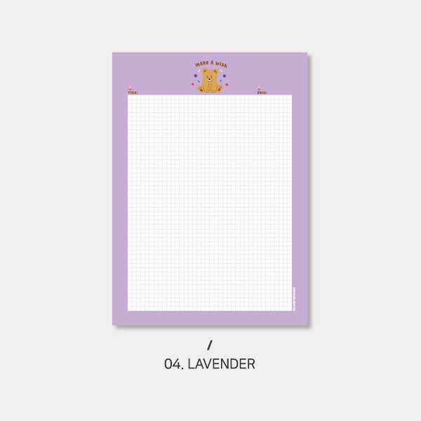 Lavender - Second Mansion Camel Bear B5 Grid Writing Notepad