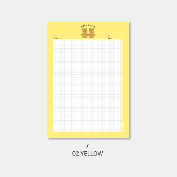 Yellow - Second Mansion Camel Bear B5 Grid Writing Notepad