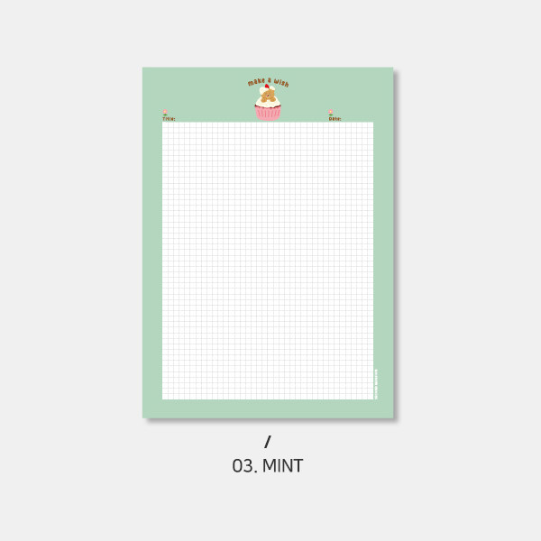 Mint - Second Mansion Camel Bear B5 Grid Writing Notepad