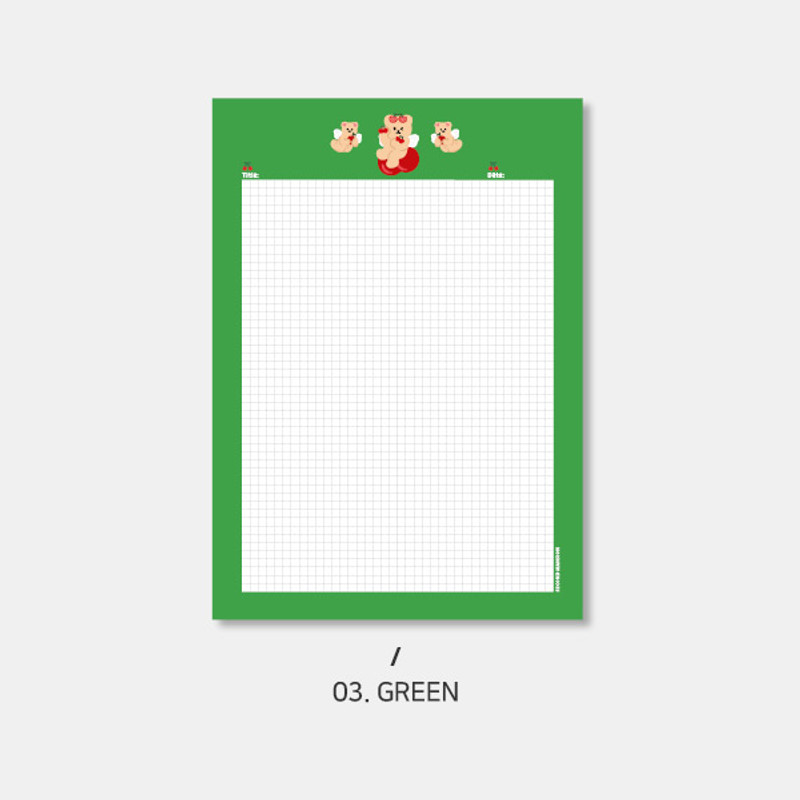 Green - Second Mansion Jucy Bear B5 Grid Writing Notepad Green - Second Mansion Jucy Bear B5 Grid Writing Notepad